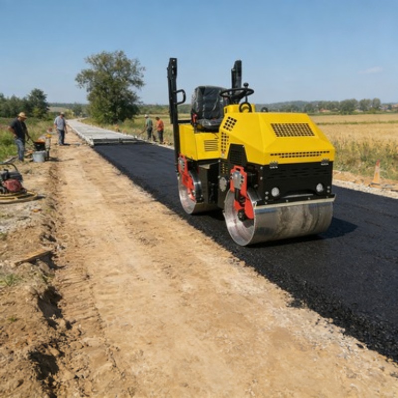 Heavy Equipment In Construction - Однобарабанный вибрационный каток для дорожных работ,