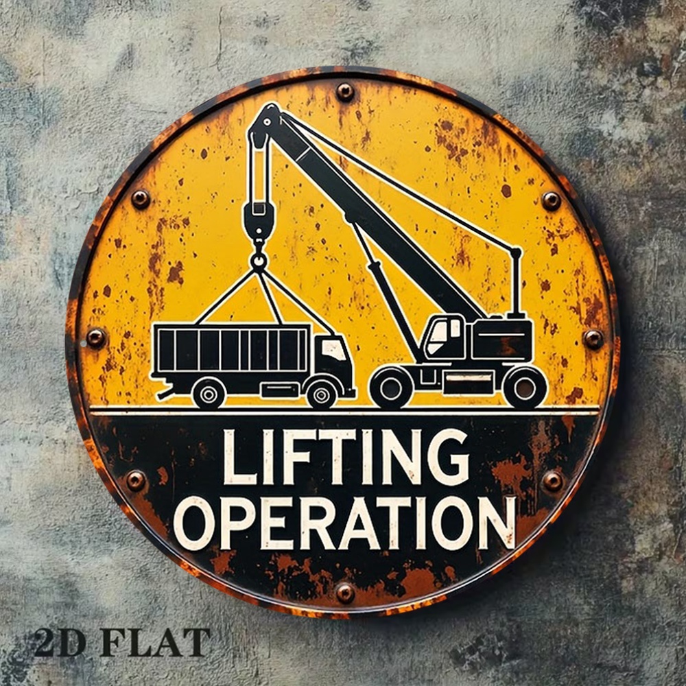 2D Металлическая круглая табли – обзор и цена Heavy Equipment Sign