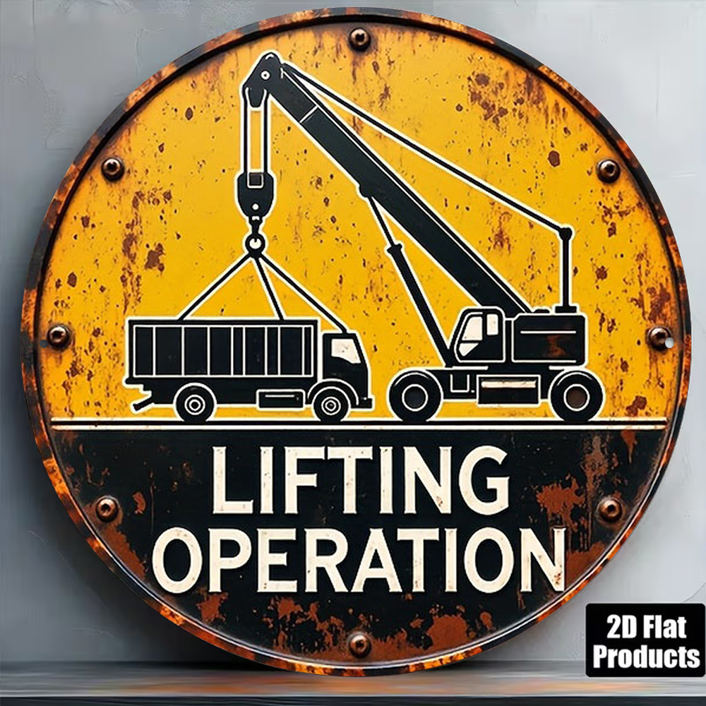 2D Металлическая круглая табли – обзор и цена Heavy Equipment Sign